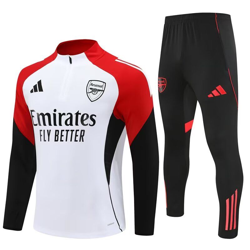 AAA Quality Arsenal 25/26 Tracksuit - White/Red/Black
